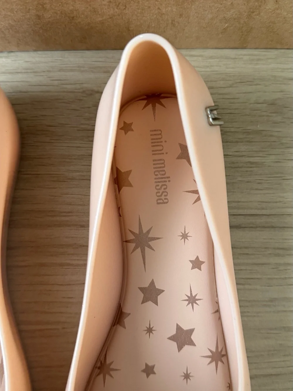 Mini Melissa Blush Pink Ultragirl Star Bow Jelly Flats with Rose-Gold Accents